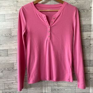 GAP Women's‎ Pink Ribbed Long Sleeve Henley thermal Top Shirt T Shirt Sz XS